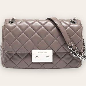 MICHAEL Michael KORS -  Dark Beige Quilted Leather Sloan Shoulder Bag